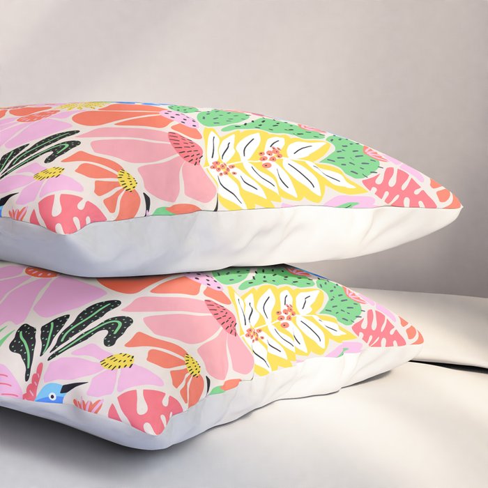 Joyful Jungle Exotic Birds Colorful Pattern Pillow Sham Gallery Image 3