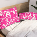 Hot Pink Otomi Bright Pattern Pillow Sham Gallery Image 2