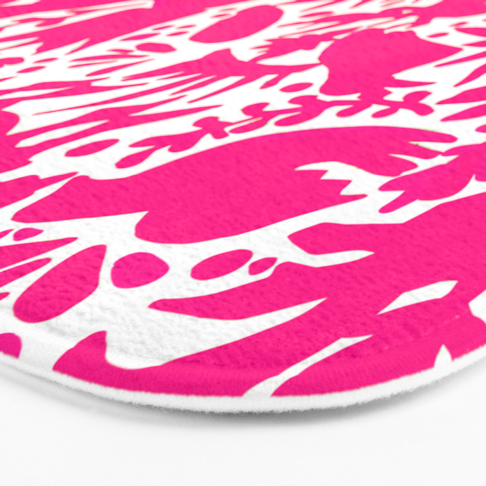 Hot Pink Otomi Bright Pattern Bath Mat Gallery Image 3