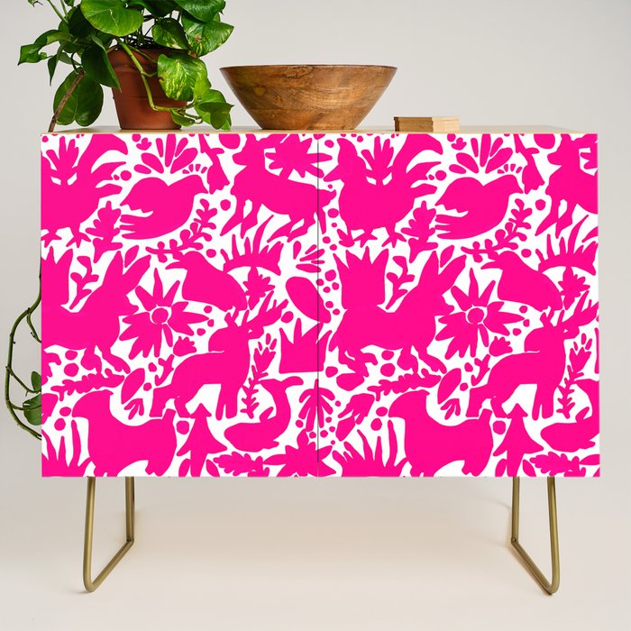 Hot Pink Otomi Bright Pattern Credenza Gallery Image 1