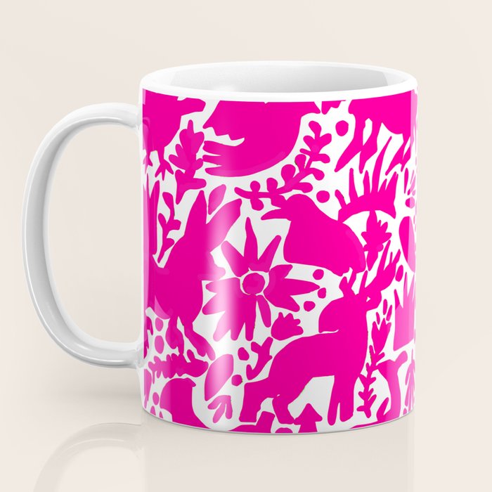 Hot Pink Otomi Bright Pattern Coffee Mug Gallery Image 3