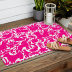 Hot Pink Otomi Bright Pattern Outdoor Rug Gallery Image 2