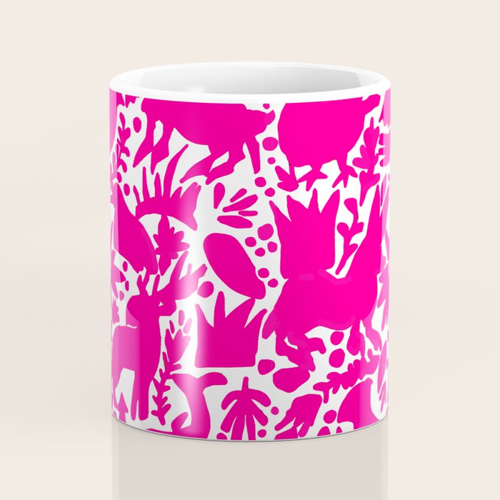 Hot Pink Otomi Bright Pattern Coffee Mug Gallery Image 4