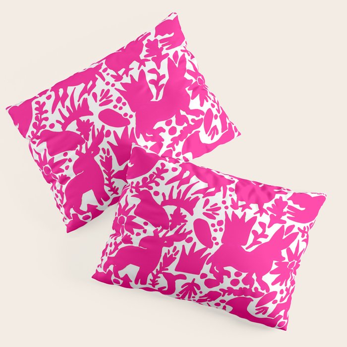 Hot Pink Otomi Bright Pattern Pillow Sham Gallery Image 3