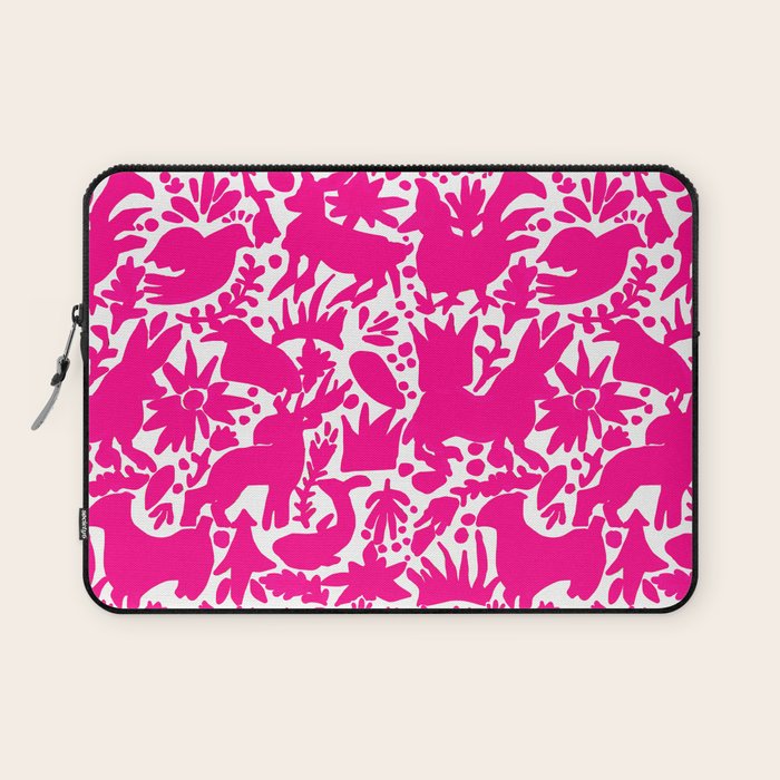 Hot Pink Otomi Bright Pattern Laptop Sleeve Gallery Image 1