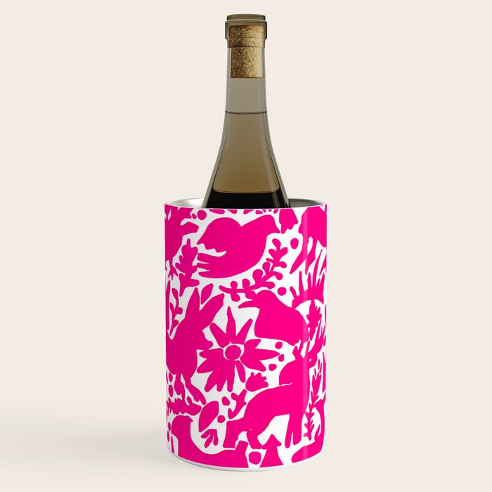 Hot Pink Otomi Bright Pattern Wine Chiller Gallery Image 2