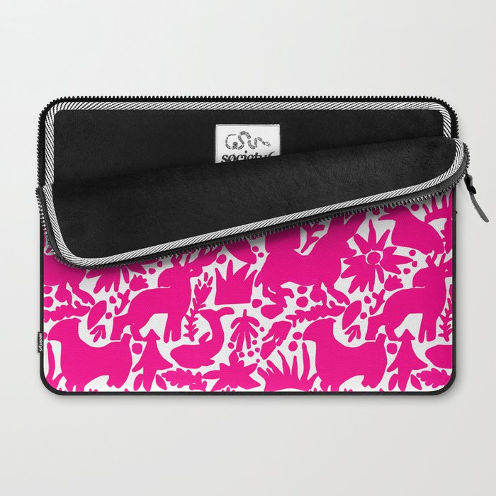 Hot Pink Otomi Bright Pattern Laptop Sleeve Gallery Image 2