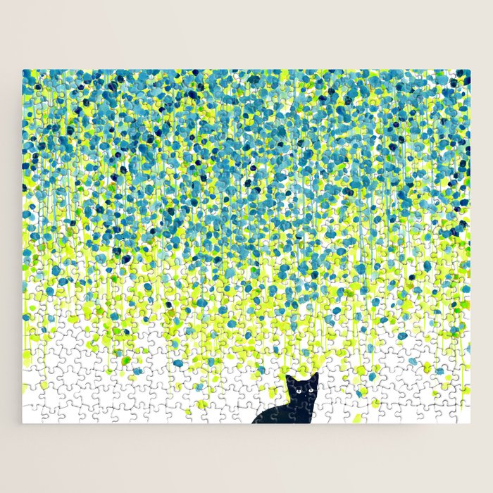 Cat in the garden under willow tree Jigsaw Puzzle Gallery Image 1