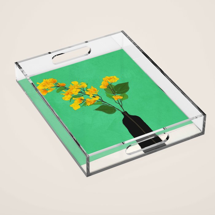 Branches Blooming Green Acrylic Tray Gallery Image 1