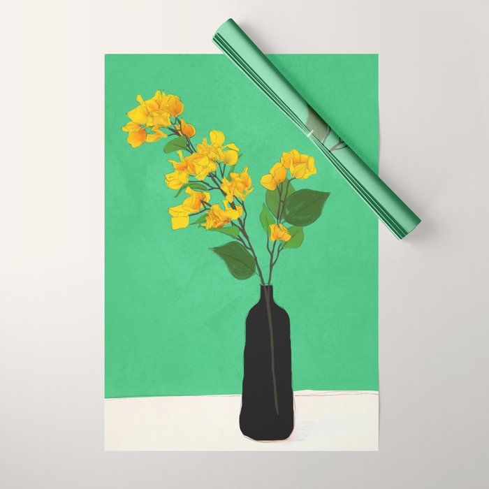 Branches Blooming Green Wrapping Paper Gallery Image 1