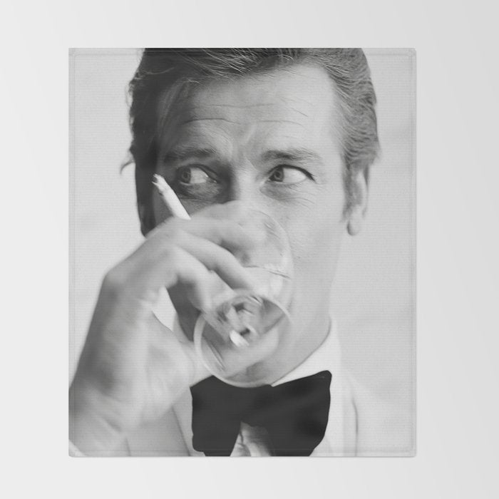 Roger Moore with Martini Retro Vintage Art Throw Blanket Gallery Image 2