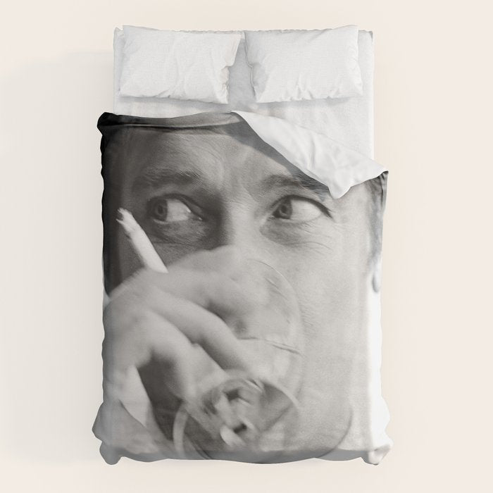 Roger Moore with Martini Retro Vintage Art Duvet Cover Gallery Image 1