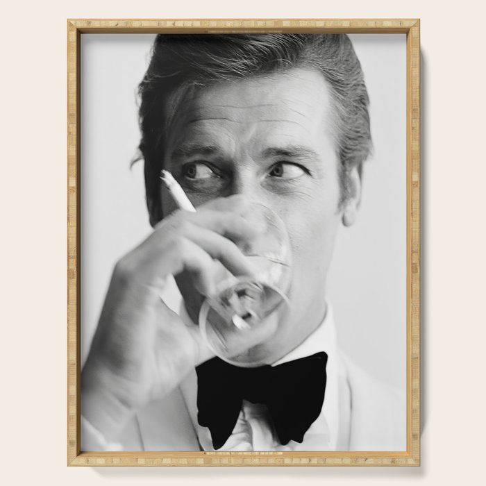 Roger Moore with Martini Retro Vintage Art Serving Tray Gallery Image 1