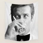 Roger Moore with Martini Retro Vintage Art Wall Tapestry Gallery Image 4