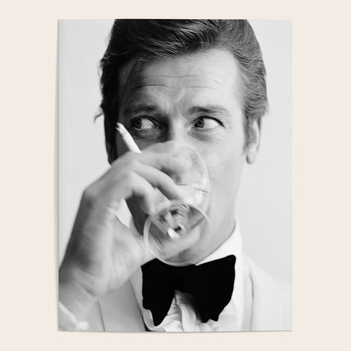 Roger Moore With Martini Retro Vintage Art Poster Gallery Image 4
