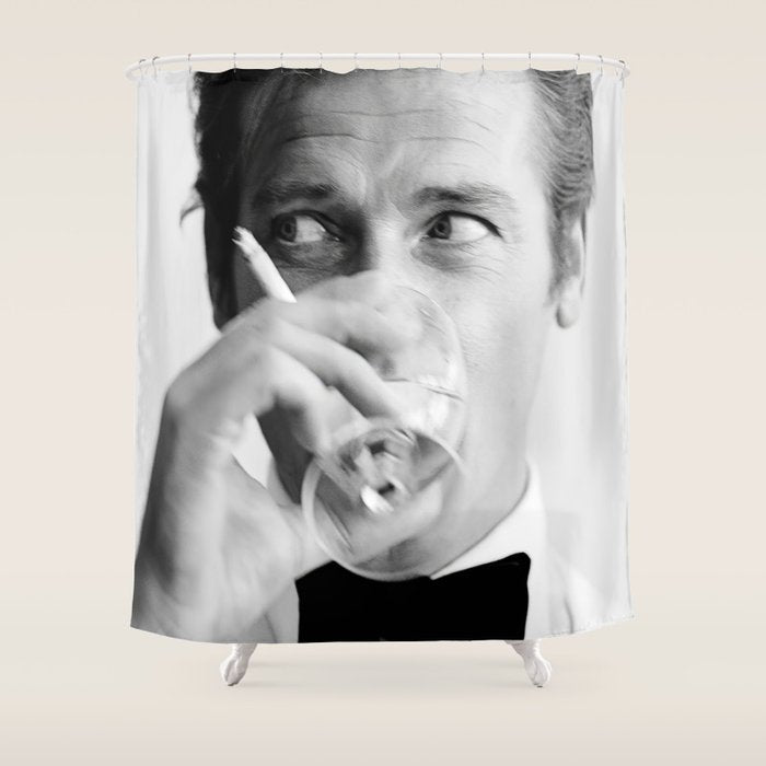 Roger Moore with Martini Retro Vintage Art Shower Curtain Gallery Image 1