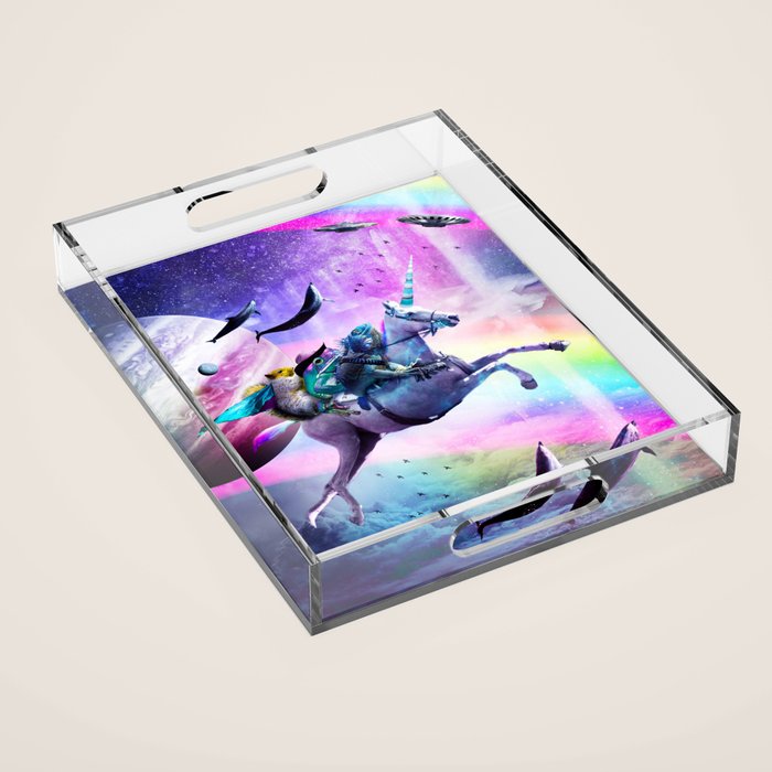 Bearded Dragon Frog Squirrel On Rainbow Unicorn Acrylic Tray Gallery Image 1