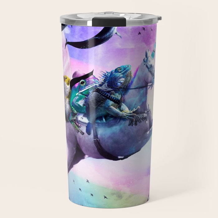 Bearded Dragon Frog Squirrel On Rainbow Unicorn Travel Mug Gallery Image 1
