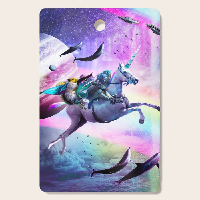 Bearded Dragon Frog Squirrel On Rainbow Unicorn Cutting Board Gallery Image 1