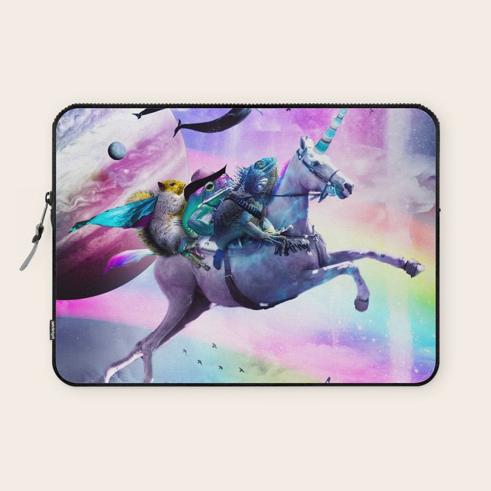 Bearded Dragon Frog Squirrel On Rainbow Unicorn Laptop Sleeve Gallery Image 1