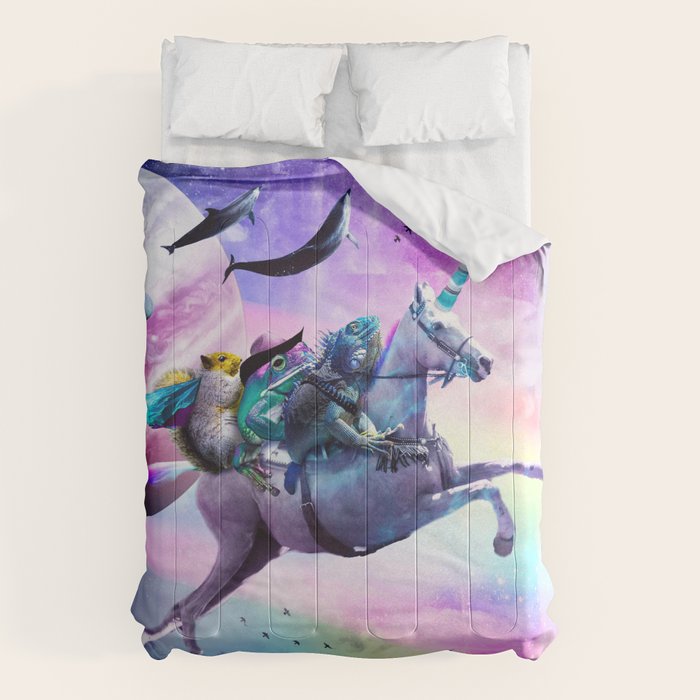 Bearded Dragon Frog Squirrel On Rainbow Unicorn Comforter Gallery Image 6