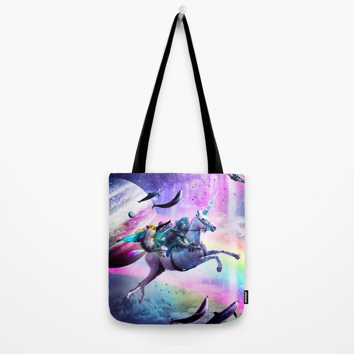 Bearded Dragon Frog Squirrel On Rainbow Unicorn Tote Bag Gallery Image 2
