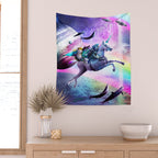 Bearded Dragon Frog Squirrel On Rainbow Unicorn Wall Tapestry Gallery Image 2