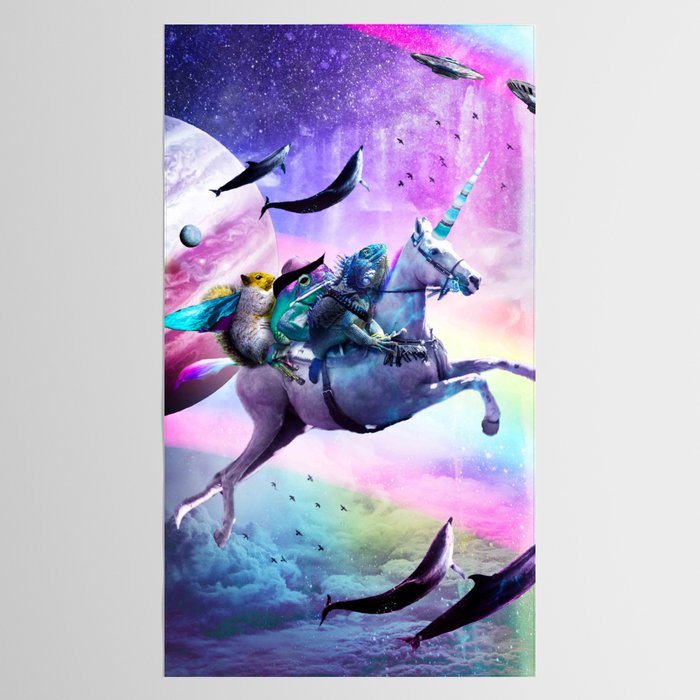 Bearded Dragon Frog Squirrel On Rainbow Unicorn Tablecloth Gallery Image 2