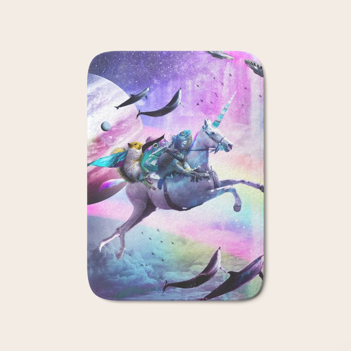 Bearded Dragon Frog Squirrel On Rainbow Unicorn Bath Mat Gallery Image 1