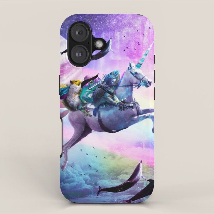 Bearded Dragon Frog Squirrel On Rainbow Unicorn iPhone Case Gallery Image 1