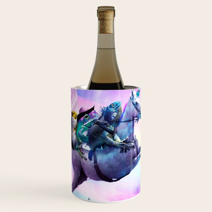 Bearded Dragon Frog Squirrel On Rainbow Unicorn Wine Chiller Gallery Image 1