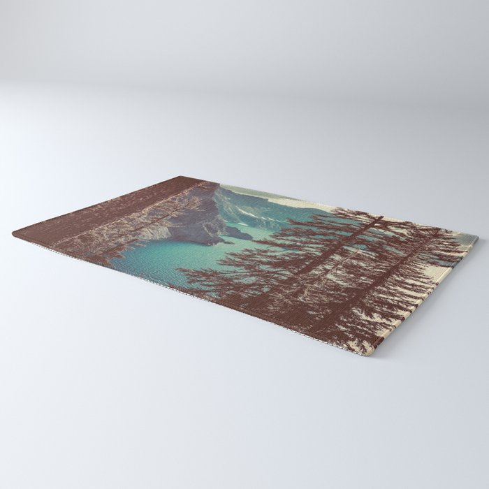 Vintage Blue Crater Lake and Trees - Nature Photography Rug Gallery Image 3