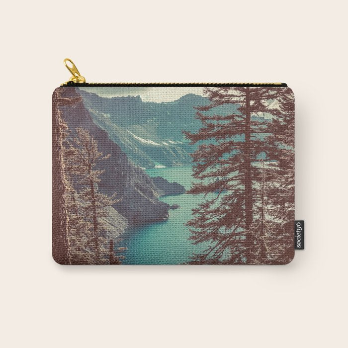 Vintage Blue Crater Lake and Trees - Nature Photography Carry All Pouch Gallery Image 1