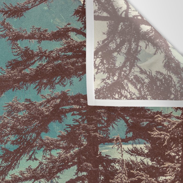 Vintage Blue Crater Lake and Trees - Nature Photography Wall Tapestry Gallery Image 3