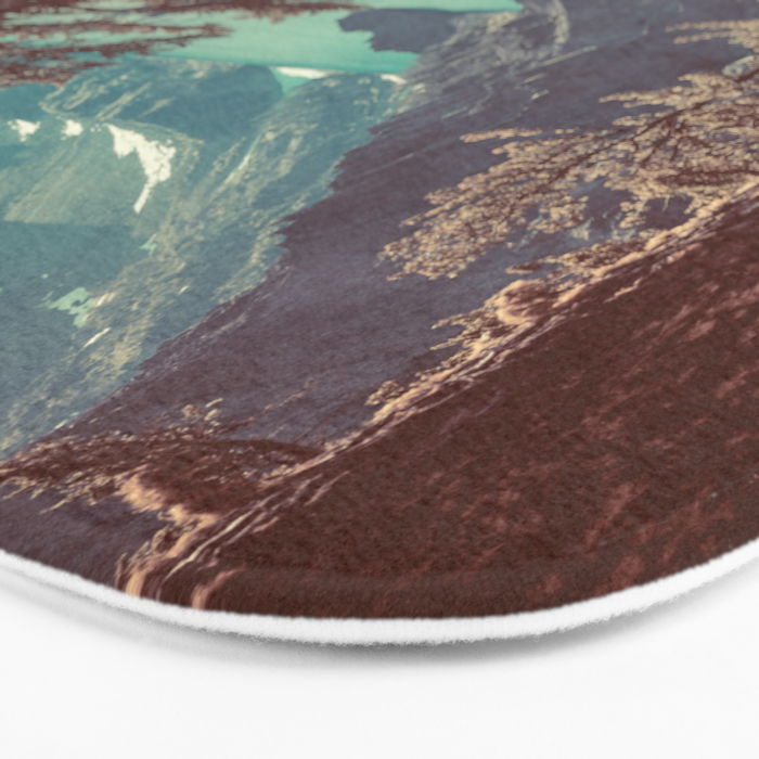 Vintage Blue Crater Lake and Trees - Nature Photography Bath Mat Gallery Image 3