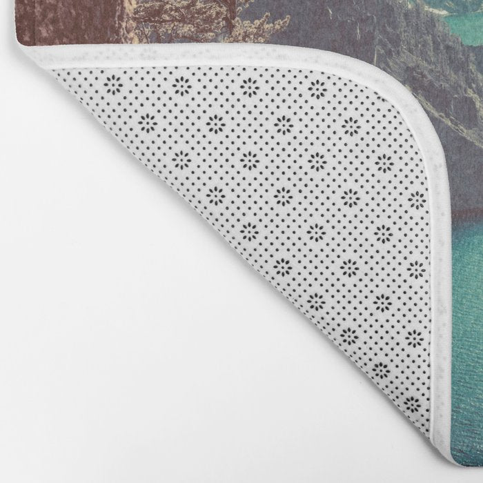 Vintage Blue Crater Lake and Trees - Nature Photography Bath Mat Gallery Image 2