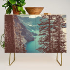 Vintage Blue Crater Lake and Trees - Nature Photography Credenza Gallery Image 1