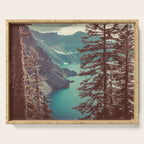 Vintage Blue Crater Lake and Trees - Nature Photography Serving Tray Gallery Image 1