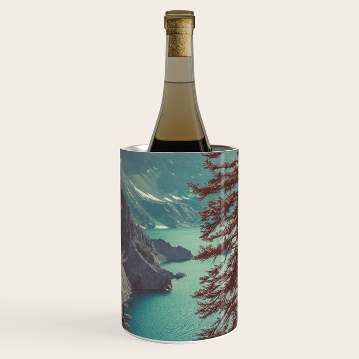 Vintage Blue Crater Lake and Trees - Nature Photography Wine Chiller Gallery Image 1