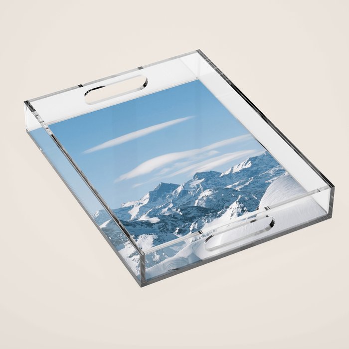 Snowy mountain range Acrylic Tray Gallery Image 1