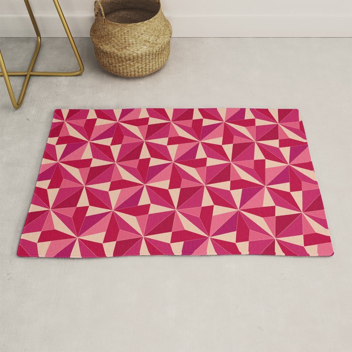Kaleidoscope Tile Pattern VIII Vibrant Pink and Red Rug Gallery Image 1