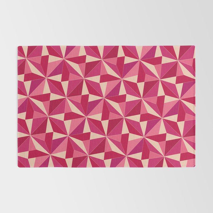 Kaleidoscope Tile Pattern VIII Vibrant Pink and Red Rug Gallery Image 2
