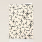 Stella II - Atomic Age Mid Century Modern Starburst Pattern in Charcoal Gray and Almond Cream  Stationery Card Gallery Image 2