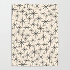 Stella II - Atomic Age Mid Century Modern Starburst Pattern in Charcoal Gray and Almond Cream  Poster Gallery Image 4