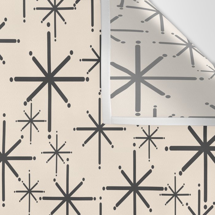 Stella II - Atomic Age Mid Century Modern Starburst Pattern in Charcoal Gray and Almond Cream  Wall Tapestry Gallery Image 3