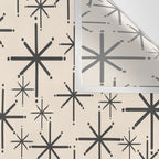 Stella II - Atomic Age Mid Century Modern Starburst Pattern in Charcoal Gray and Almond Cream  Wall Tapestry Gallery Image 3