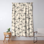 Stella II - Atomic Age Mid Century Modern Starburst Pattern in Charcoal Gray and Almond Cream  Window Curtain Gallery Image 5