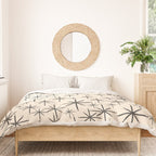 Stella II - Atomic Age Mid Century Modern Starburst Pattern in Charcoal Gray and Almond Cream  Duvet Cover Gallery Image 3