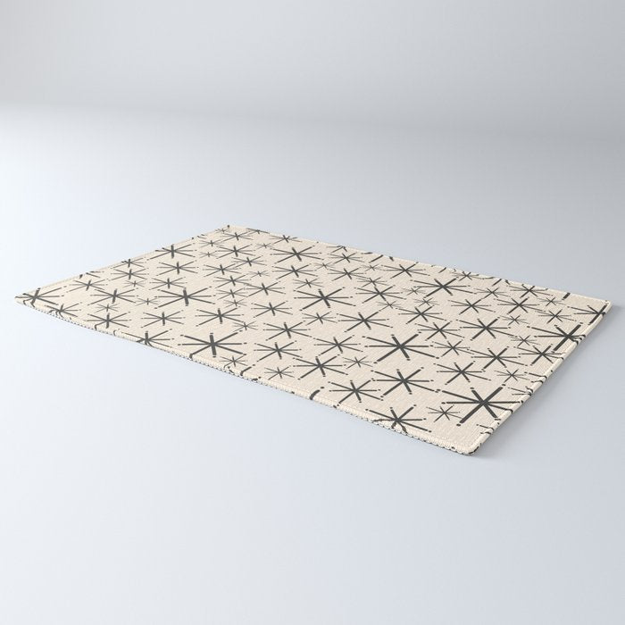 Stella II - Atomic Age Mid Century Modern Starburst Pattern in Charcoal Gray and Almond Cream  Rug Gallery Image 3