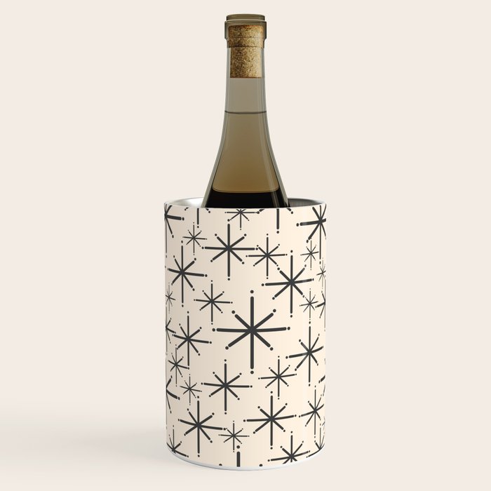 Stella II - Atomic Age Mid Century Modern Starburst Pattern in Charcoal Gray and Almond Cream  Wine Chiller Gallery Image 1